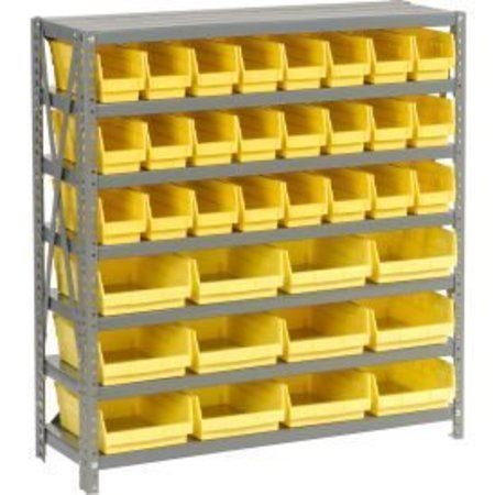 GLOBAL EQUIPMENT Steel Shelving - Total 36 4"H Plastic Shelf Bins Yellow, 36x12x39-7 Shelves 603433YL